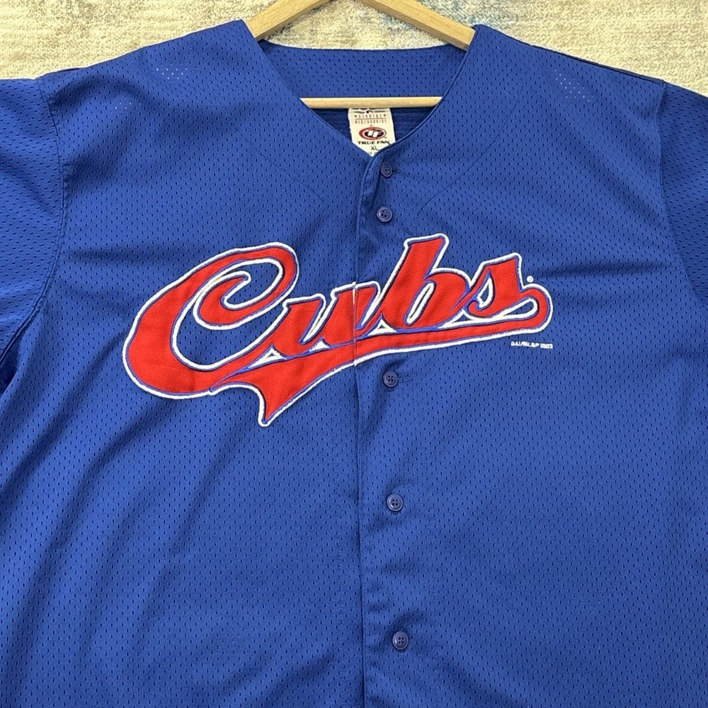 Vintage Chicago Cubs Jersey XL True Fan MLB Blue Button Front